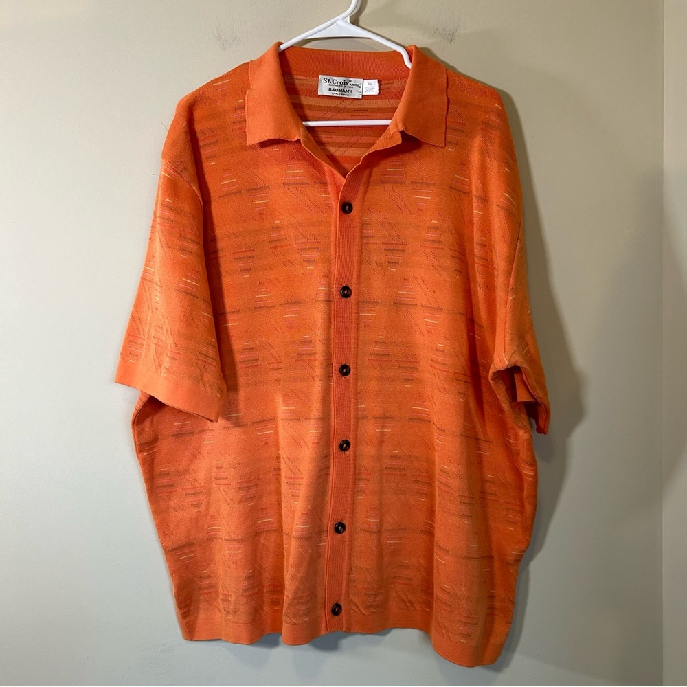 St Crois Men's Textured Orange Polo XXL 100% Cotton knit